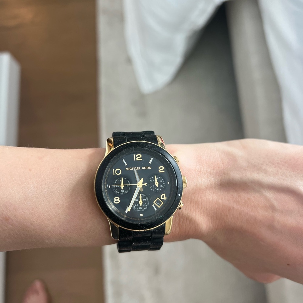 Michael Kors Black and Gold Runway Watch